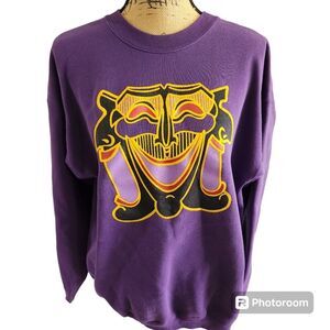 Hanes Heavyweight Sweatshirt Womens SZ Large 90s Y2K Graphic Print Bold Urban